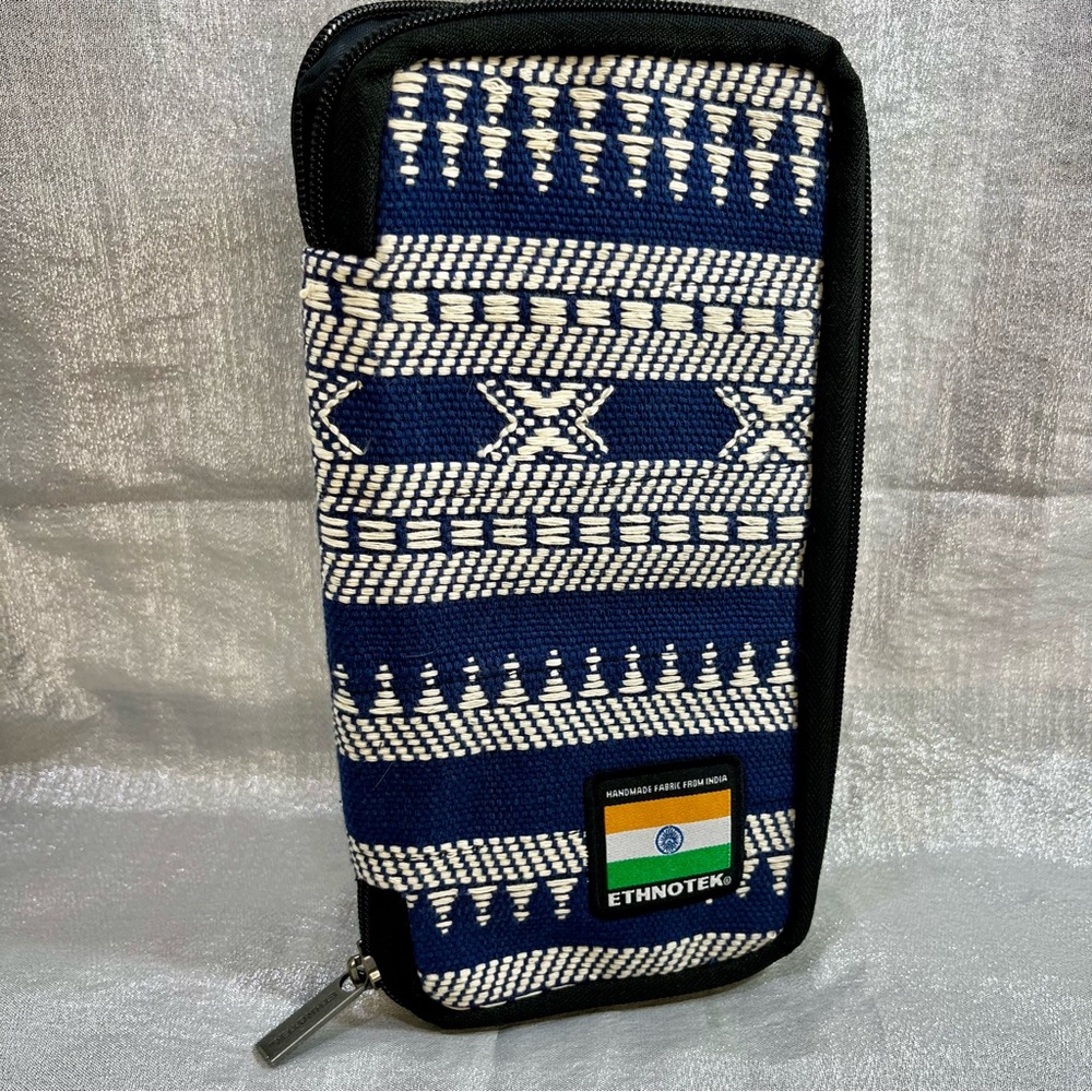 ETHNOTEK Boho wristlet wallet document holder embroidered zip around